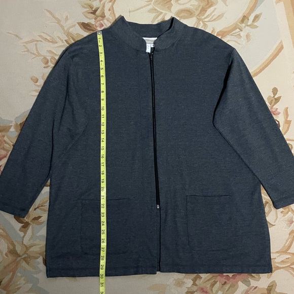 Charcoal gray zip up cardigan or warmer weather jacket by Coldwater Creek XL - Picture 5 of 6